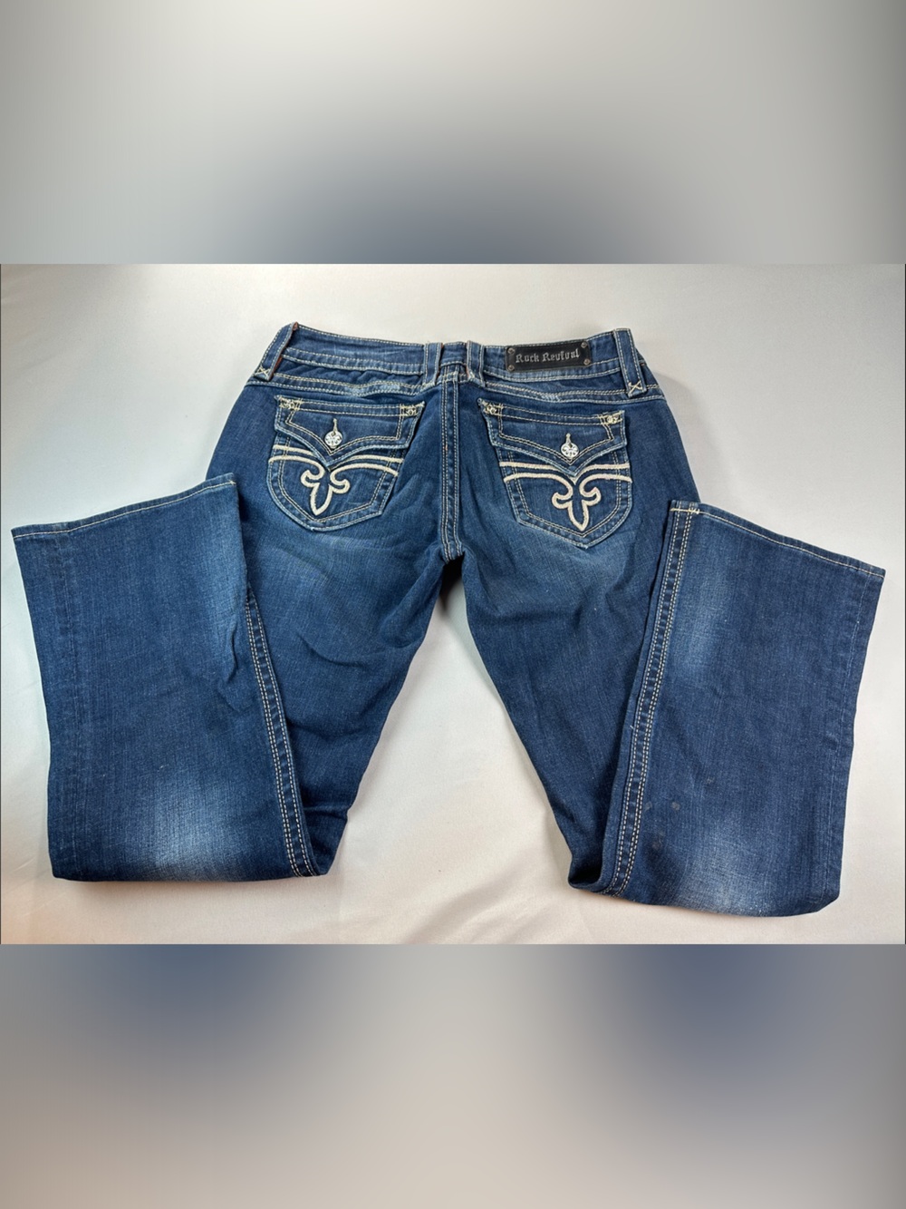 Rock Revival Gwen Women’s Jeans 30 Y2K Metal Easy Boot Embroidered Flap Pockets